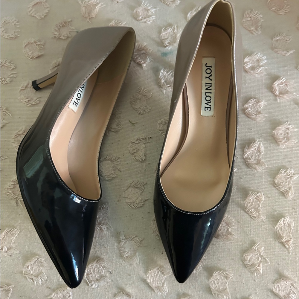Joy in Love Gradiated Patent Leather Pumps Black Grey Size 6.5